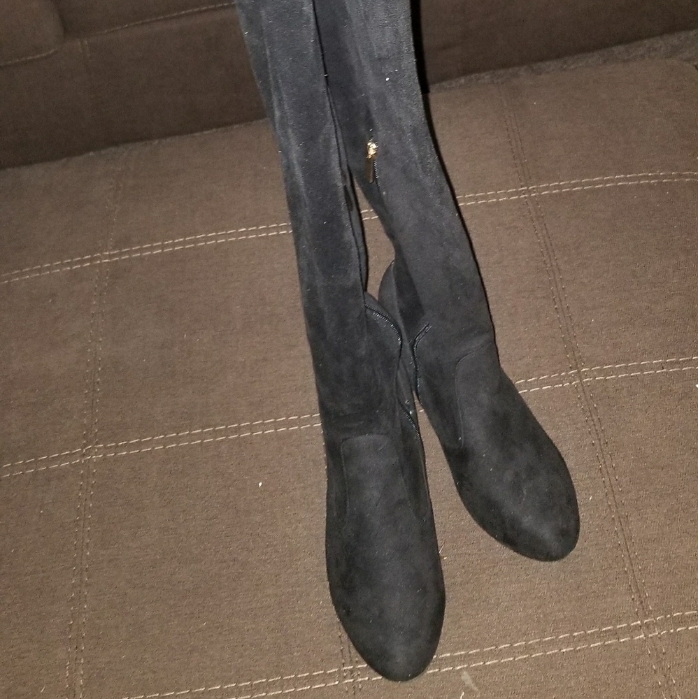 Black over the knee tie up boots
